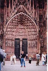 Group member Paul Espiritu at Strasbourg Cathedral.